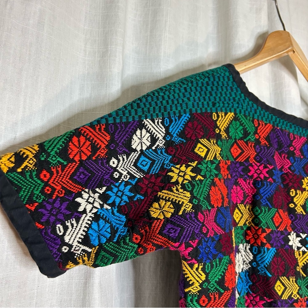 Vintage huipil dress Mexican embroidered size medium - Picture 6 of 13